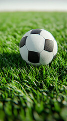 Obraz premium Realistic Image - Soccer Ball on Lush Green Grass