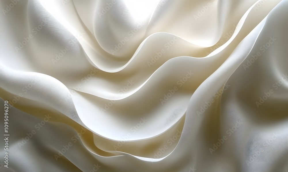 Poster an abstract shot of cream-like texture forming wave patterns on a soft white background