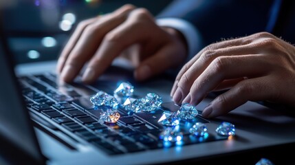 Naklejka premium Diamonds Online: Luxury Gemstones Digital Trading