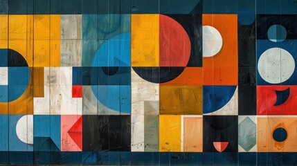 Abstract geometric art on wood.