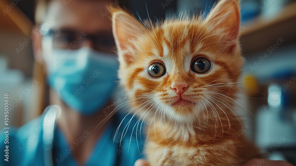 Aufkleber playful kitten reaching out to a smiling vet during a checkup symbolizing connection and compassion 