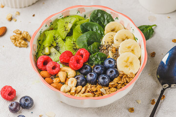 Smoothie bowl with granola and berries