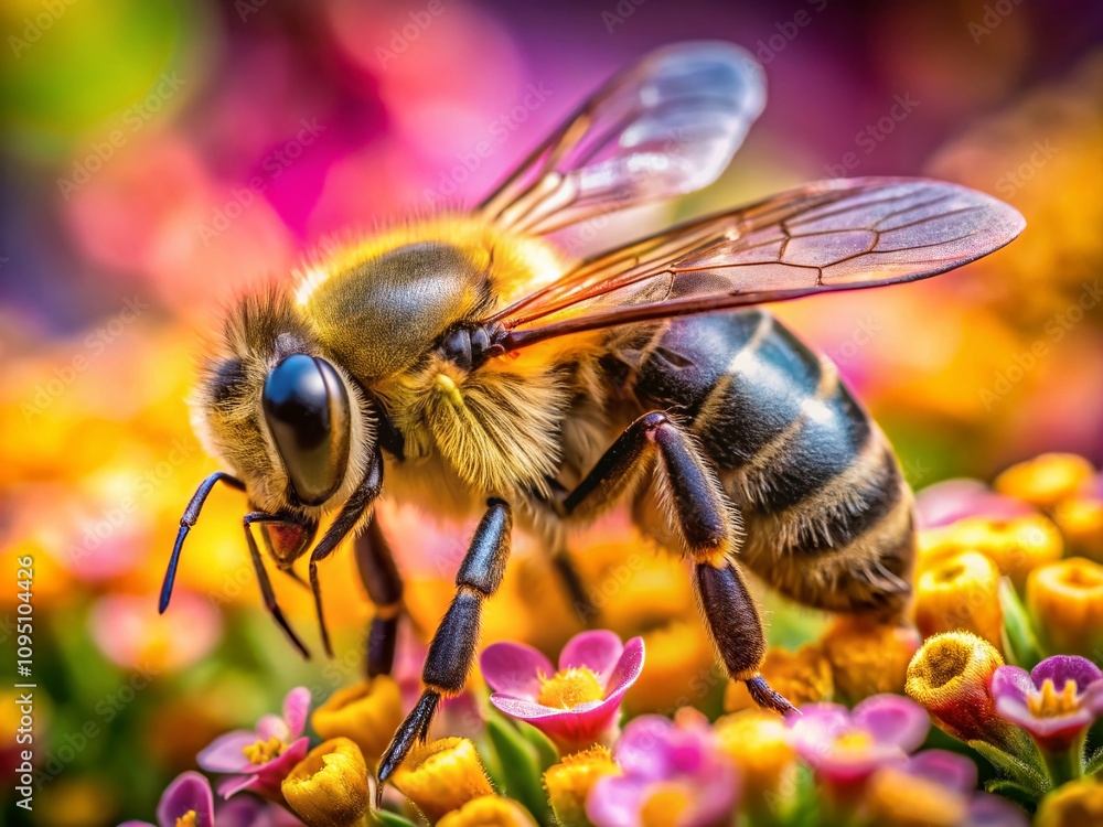 Poster stunning close-up of bee wings with high depth of field showcasing intricate patterns and textures i