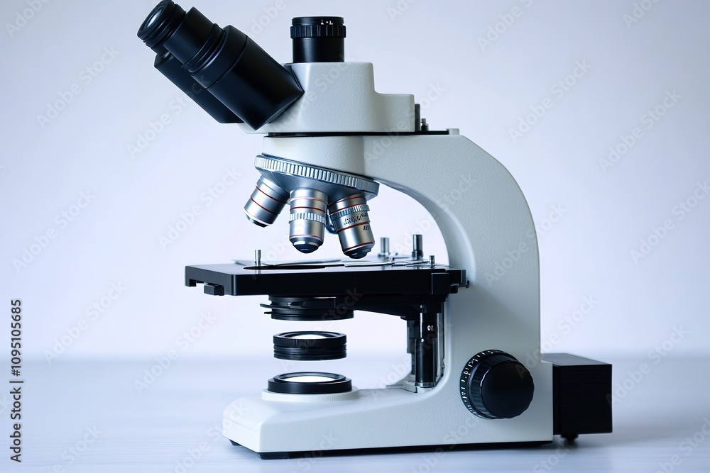 Aufkleber close-up of modern microscope in a lab setting