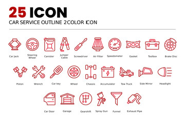 25 Car Repair Outline 2 Color Icon #1