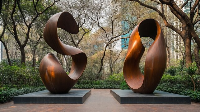 Contemporary Outdoor Sculpture in a Tranquil Urban Park Setting