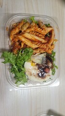 pasta and salad