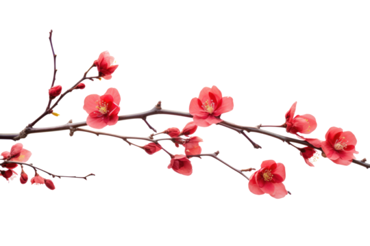 Tree branch red flower Photo on transparent background