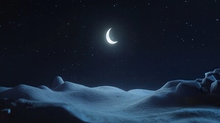 Obraz premium moon and a single star in the night sky, 3D clay animation style