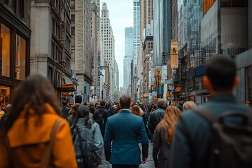 Obraz premium Gray Suit Back View Manhattan Rush Hour Urban Exploration