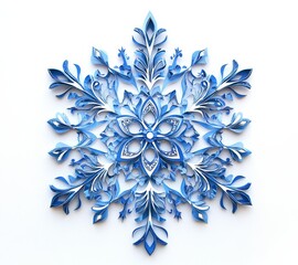 Intricate blue paper snowflake art home decor crafty design minimalist setting aesthetic creation for winter vibes