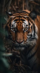 Close-Up Cinematic Portrait of a Tiger in Natural Habitat