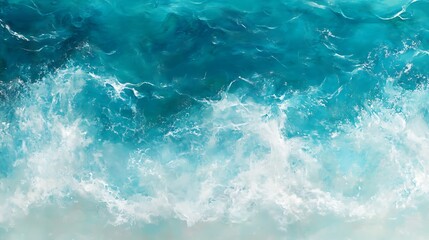 Fototapeta premium surface waves on the beach, Blue sea surface, water wave surface, blue water wave, top view 