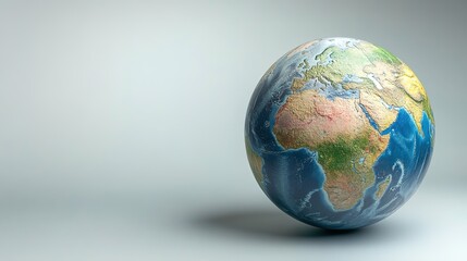Realistic Earth globe on light empty background.