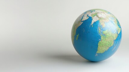 Fototapeta premium Blue Earth globe on light background, geographic detail