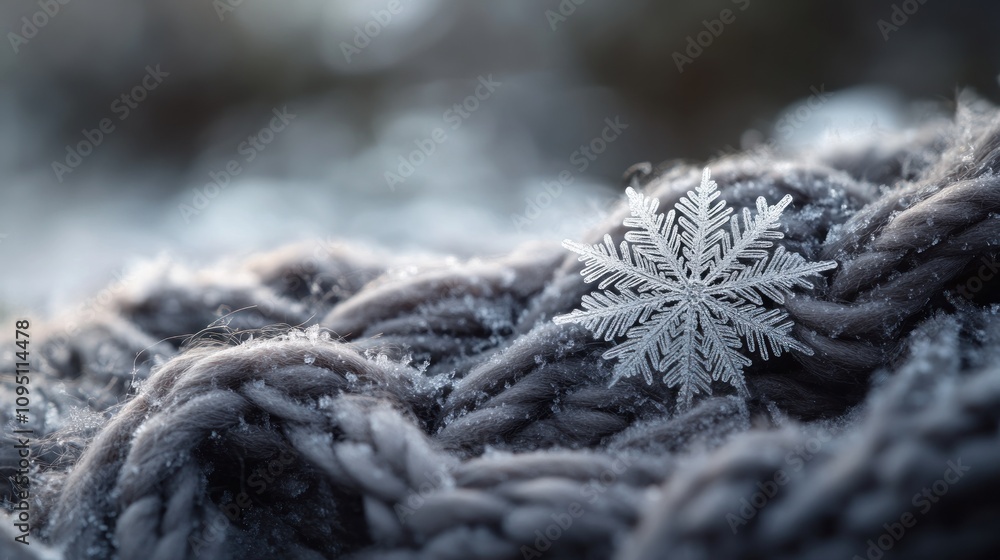 Poster A Delicate Snowflake Resting on a Fuzzy Surface