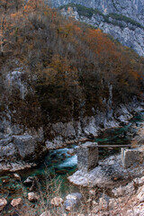 broken bridge on river