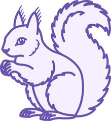 Colored Squirrel Icon. Vector Illustration. Mammal, Rodent, Forest Animal. Cute Fluffy Squirrel. Animal Concept