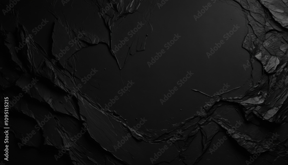Poster textured pitch black background showcasing dark patterns and irregular surfaces for creative design 