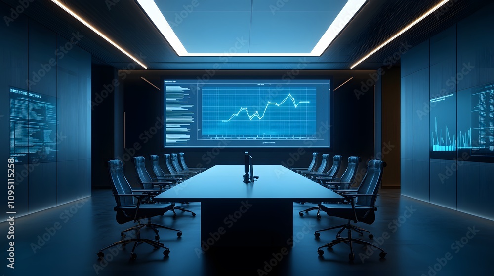 Poster A minimalist development room showcasing VR-enabled collaborative tools with 3D glowing operational models and 2D actionable insights. 4k resolution, Cinematic Scene