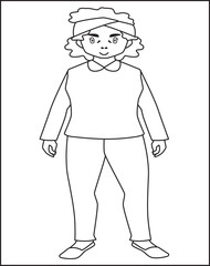 Young Man with Winter Clothes Coloring Page For Kids.