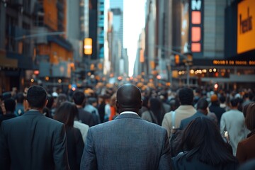 Gray Suits, Anonymous Men Walking Skyscrapers Metropolitan Area