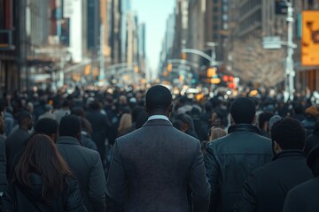 Obraz premium Grey Tones Rush Hour Commute, Dense Crowd, Implied Movement