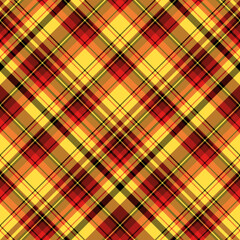 Seamless pattern in magical yellow, red and black colors for plaid, fabric, textile, clothes, tablecloth and other things. Vector image. 2