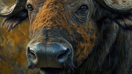 Wildlife portrait of an animal with impressive horns, great for editorial or educational use