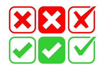 Check box tick mark icon set button correct right