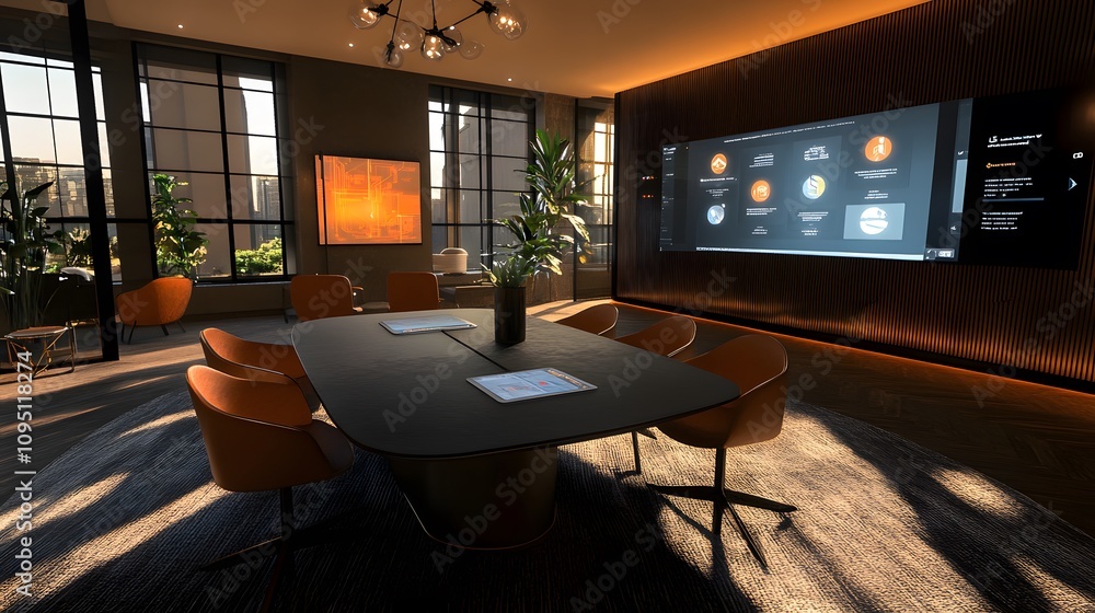 Poster A collaborative workspace featuring AR platforms for exploring secure blockchain-based business contracts. 4k resolution, Cinematic Scene