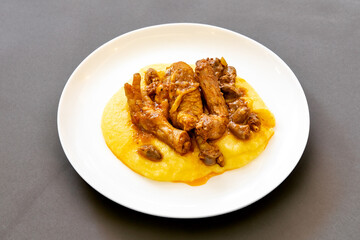 Traditional and rustic Brazilian dish, free-range chicken with polenta. Real food