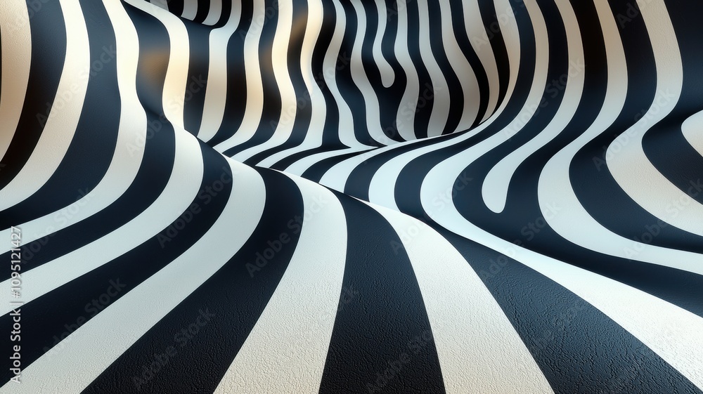 Wall mural dynamic abstract waves undulating studio high-fidelity 3d render bold monochrome contrast eye-level 