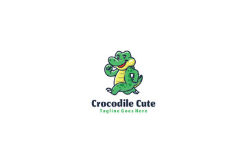 Croc Cute Design Concept Illustration Vector Template