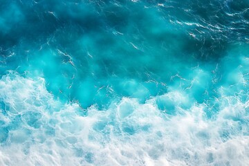 Obraz premium surface waves on the beach, Blue sea surface, water wave surface, blue water wave, top view 