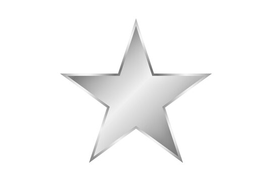 Shiny silver star icon isolated on transparent background
