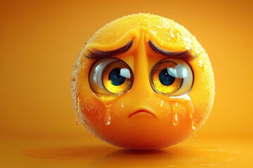 Sad Emoji Crying Orange Liquid Tears