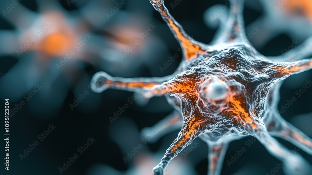 Poster microscopic neural network abstract glowing synapses