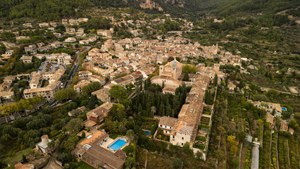 Valldemossa aerial view, Mallorca, Spain. 