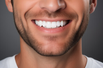 Fototapeta premium smile of man close-up white well-groomed teeth