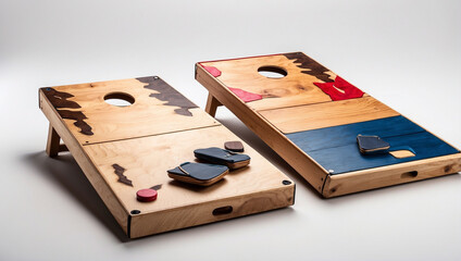 Cornhole Set with Solid Wood Boards and Bags