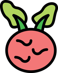 Vibrant illustration of a radish, featuring bold lines and bright colors, perfect for health and food related projects