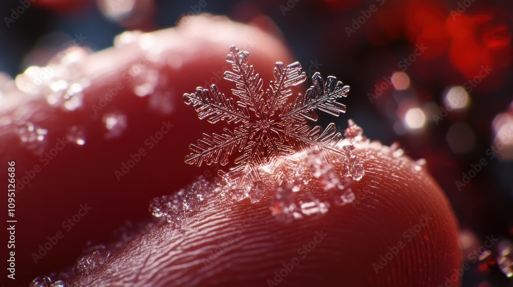 Poster A Single Snowflake Resting on a Fingertip, Captured in Macro Detail