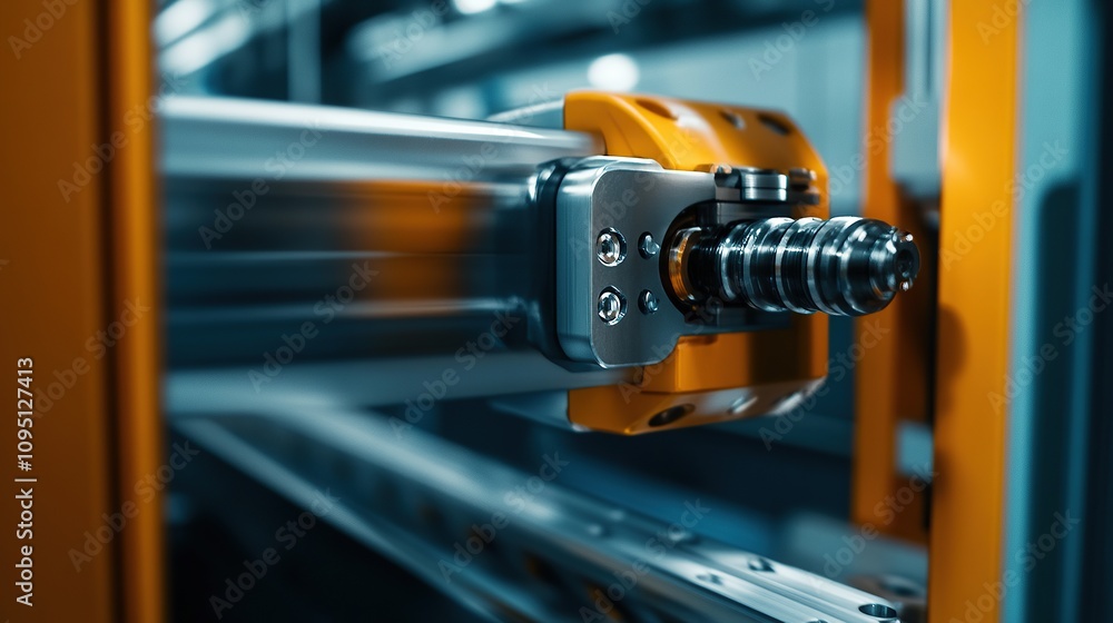 Poster close-up of a mechanical component showcasing precision engineering and industrial design.