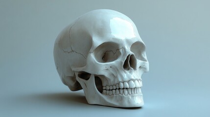 A detailed three dimensional model of a human skull