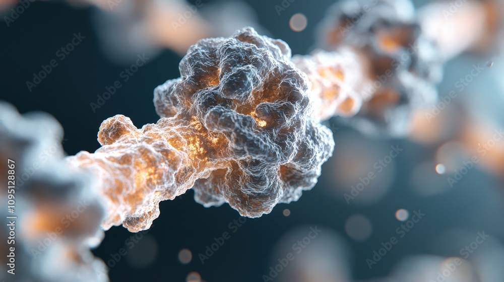 Poster abstract neural network glowing synapses interconnected neurons brain science technology close up