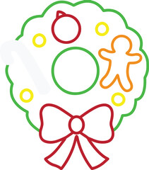 Christmas Wreath Decoration Outline Illustration