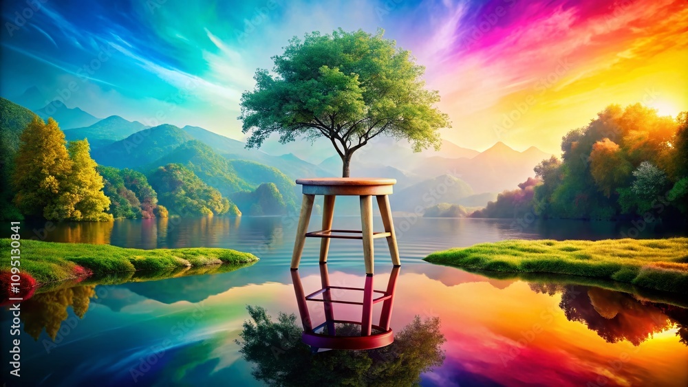 Poster surreal representation of stool color chart in adults, blending art and health for unconventional vi