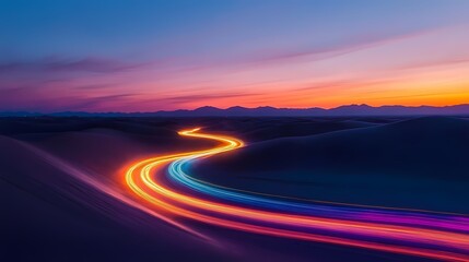 digital technology rainbow color sand dune landscape illustration poster background