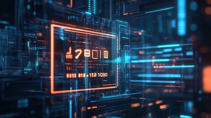 Obraz premium Abstract Digital Interface: Futuristic Technology and Data Streams